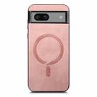 For Google Pixel 7a Retro Magsafe Magnetic PU Back Cover Phone Case(Pink) - 3