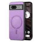 For Google Pixel 7a Retro Magsafe Magnetic PU Back Cover Phone Case(Purple) - 1