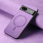 For Google Pixel 7a Retro Magsafe Magnetic PU Back Cover Phone Case(Purple) - 2