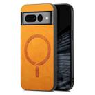 For Google Pixel 7 Pro Retro Magsafe Magnetic PU Back Cover Phone Case(Yellow) - 1