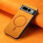 For Google Pixel 7 Pro Retro Magsafe Magnetic PU Back Cover Phone Case(Yellow) - 2