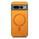 For Google Pixel 7 Pro Retro Magsafe Magnetic PU Back Cover Phone Case(Yellow) - 3
