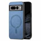 For Google Pixel 7 Pro Retro Magsafe Magnetic PU Back Cover Phone Case(Blue) - 1