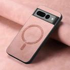 For Google Pixel 7 Pro Retro Magsafe Magnetic PU Back Cover Phone Case(Pink) - 2