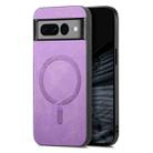 For Google Pixel 7 Pro Retro Magsafe Magnetic PU Back Cover Phone Case(Purple) - 1