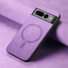 For Google Pixel 7 Pro Retro Magsafe Magnetic PU Back Cover Phone Case(Purple) - 2