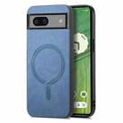 For Google Pixel 7 Retro Magsafe Magnetic PU Back Cover Phone Case(Blue) - 1