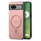 For Google Pixel 7 Retro Magsafe Magnetic PU Back Cover Phone Case(Pink) - 1