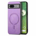 For Google Pixel 7 Retro Magsafe Magnetic PU Back Cover Phone Case(Purple) - 1