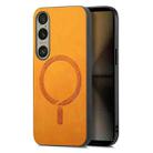 For Sony Xperia 1 V Retro Magsafe Magnetic PU Back Cover Phone Case(Yellow) - 1