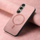 For Sony Xperia 1 V Retro Magsafe Magnetic PU Back Cover Phone Case(Pink) - 2