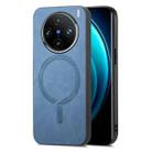 For vivo X100 Pro 5G Retro Magsafe Magnetic PU Back Cover Phone Case(Blue) - 1