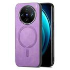 For vivo X100 Pro 5G Retro Magsafe Magnetic PU Back Cover Phone Case(Purple) - 1