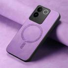 For vivo X100 Pro 5G Retro Magsafe Magnetic PU Back Cover Phone Case(Purple) - 2