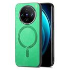 For vivo X100 Pro 5G Retro Magsafe Magnetic PU Back Cover Phone Case(Green) - 1