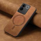 For vivo X100 Pro 5G Retro Magsafe Magnetic PU Back Cover Phone Case(Brown) - 2