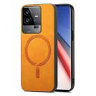 For vivo iQOO 11 Pro 5G Retro Magsafe Magnetic PU Back Cover Phone Case(Yellow) - 1