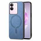 For vivo S17 / S17 Pro Retro Magsafe Magnetic PU Back Cover Phone Case(Blue) - 1