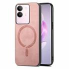 For vivo S17 / S17 Pro Retro Magsafe Magnetic PU Back Cover Phone Case(Pink) - 1