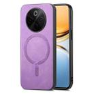 For vivo Y300+ Retro Magsafe Magnetic PU Back Cover Phone Case(Purple) - 1