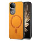 For vivo S20 Pro Retro Magsafe Magnetic PU Back Cover Phone Case(Yellow) - 1