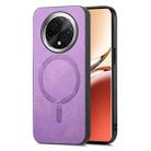 For OPPO A3 Pro Retro Magsafe Magnetic PU Back Cover Phone Case(Purple) - 1