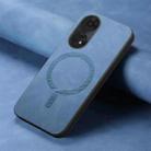 For OPPO Reno11 F Retro Magsafe Magnetic PU Back Cover Phone Case(Blue) - 2