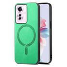 For OPPO Reno11 F Retro Magsafe Magnetic PU Back Cover Phone Case(Green) - 1