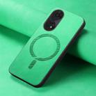 For OPPO Reno11 F Retro Magsafe Magnetic PU Back Cover Phone Case(Green) - 2