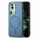 For OPPO Reno11 Pro 5G Global Retro Magsafe Magnetic PU Back Cover Phone Case(Blue) - 1