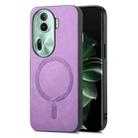 For OPPO Reno11 Pro 5G Global Retro Magsafe Magnetic PU Back Cover Phone Case(Purple) - 1