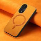 For OPPO A2 Pro Retro Magsafe Magnetic PU Back Cover Phone Case(Yellow) - 2