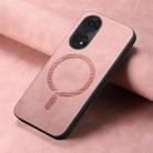 For OPPO A2 Pro Retro Magsafe Magnetic PU Back Cover Phone Case(Pink) - 2