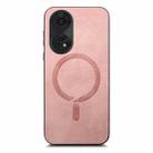 For OPPO A2 Pro Retro Magsafe Magnetic PU Back Cover Phone Case(Pink) - 3