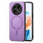 For OPPO A2 Pro Retro Magsafe Magnetic PU Back Cover Phone Case(Purple) - 1