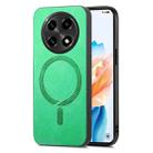 For OPPO A2 Pro Retro Magsafe Magnetic PU Back Cover Phone Case(Green) - 1