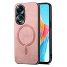 For OPPO A58 4G Retro Magsafe Magnetic PU Back Cover Phone Case(Pink) - 1