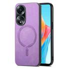 For OPPO A58 4G Retro Magsafe Magnetic PU Back Cover Phone Case(Purple) - 1