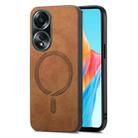 For OPPO A58 4G Retro Magsafe Magnetic PU Back Cover Phone Case(Brown) - 1