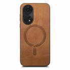 For OPPO A58 4G Retro Magsafe Magnetic PU Back Cover Phone Case(Brown) - 3