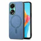 For OPPO A78 4G Retro Magsafe Magnetic PU Back Cover Phone Case(Blue) - 1