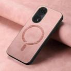 For OPPO A78 4G Retro Magsafe Magnetic PU Back Cover Phone Case(Pink) - 2