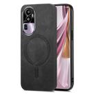 For OPPO Reno10 Pro+ 5G Retro Magsafe Magnetic PU Back Cover Phone Case(Black) - 1