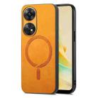 For OPPO Reno8 T / A1 Pro Retro Magsafe Magnetic PU Back Cover Phone Case(Yellow) - 1