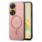 For OPPO Reno8 T / A1 Pro Retro Magsafe Magnetic PU Back Cover Phone Case(Pink) - 1