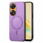 For OPPO Reno8 T / A1 Pro Retro Magsafe Magnetic PU Back Cover Phone Case(Purple) - 1