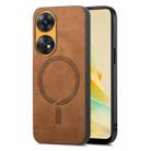 For OPPO Reno8 T / A1 Pro Retro Magsafe Magnetic PU Back Cover Phone Case(Brown) - 1