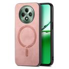 For OPPO Reno12 F 5G Retro Magsafe Magnetic PU Back Cover Phone Case(Pink) - 1