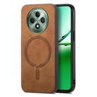 For OPPO Reno12 F 5G Retro Magsafe Magnetic PU Back Cover Phone Case(Brown) - 1
