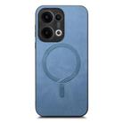 For OPPO Reno12 Global Retro Magsafe Magnetic PU Back Cover Phone Case(Blue) - 2